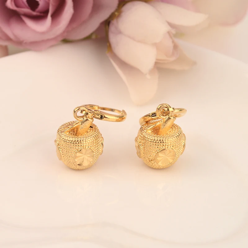 

Bangrui Classical Africa Apple Earrings for Women / Girl, Gold Color Dubai India Arab Middle Eastern Jewelry Mom Gifts