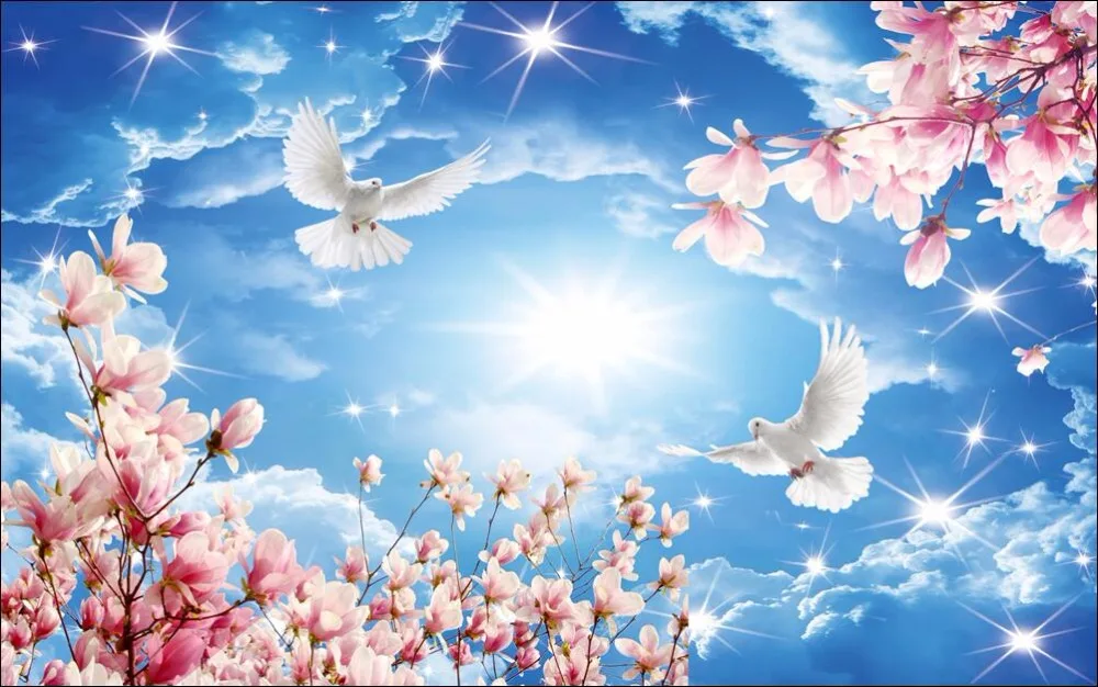 Custom photo background 3d ceiling murals wallpaper Peach blossom sky white cloud decoration painting wallpaper for walls 3d
Custom photo background 3d ceiling murals wallpaper Peach blossom sky white cloud decoration painting wallpaper for walls 3d