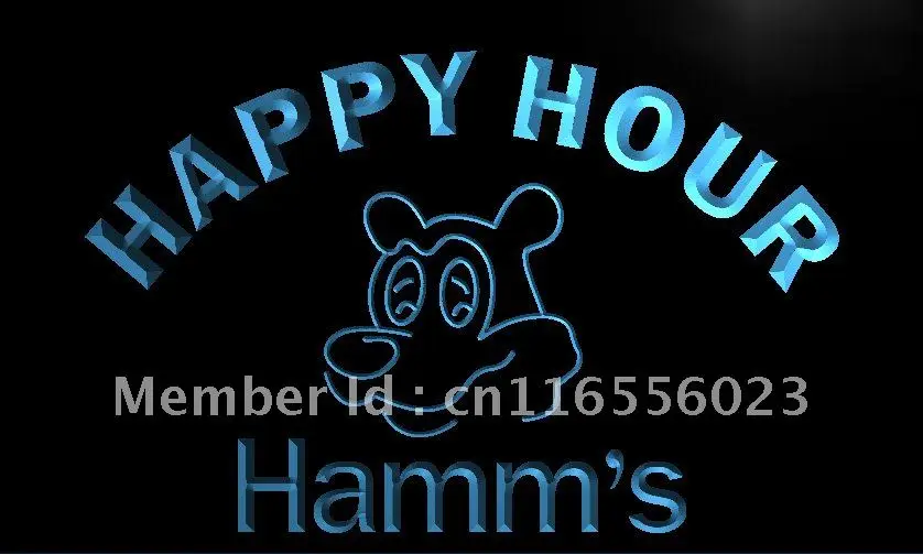 LA645- Hamm's Beer Happy Hour Bar LED Neon Light Sign home decor crafts