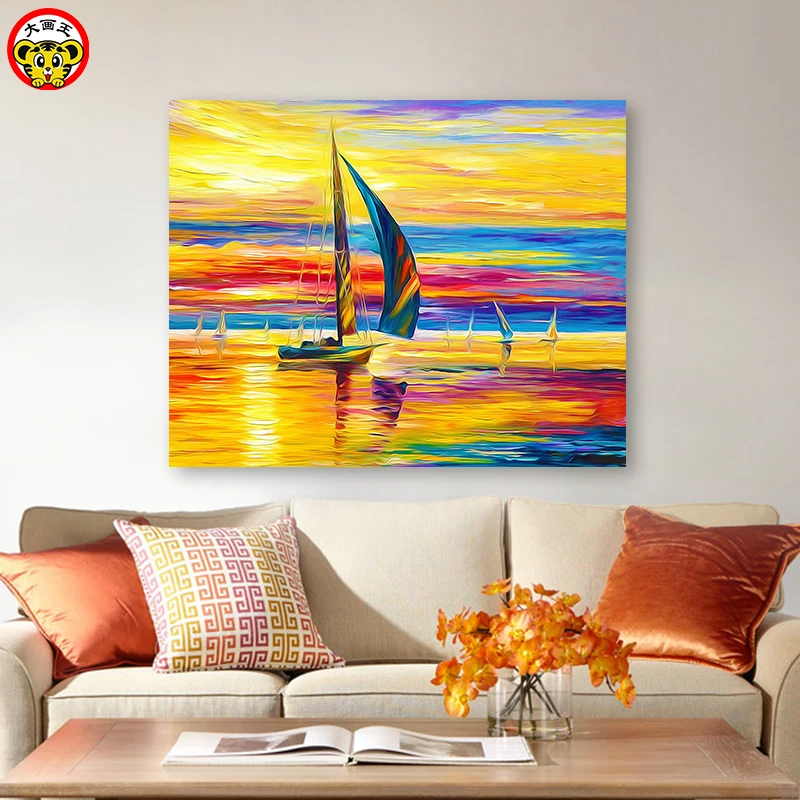 painting by numbers art paint by number Diy European sunset sailing landscape painting background wall hand-painted filling de 
painting by numbers art paint by number Diy European sunset sailing landscape painting background wall hand-painted filling de