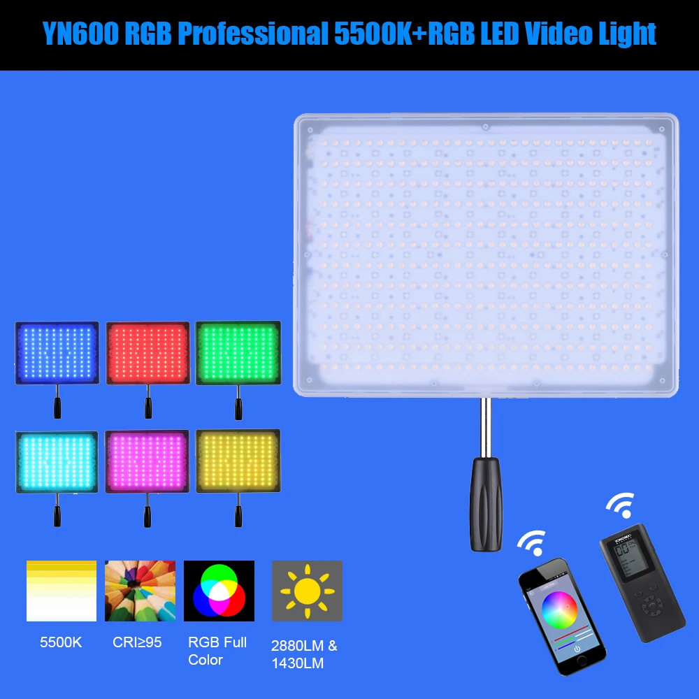 YONGNUO YN600 RGB Профессиональный 5500K + светодиодный видео свет мягсветильник