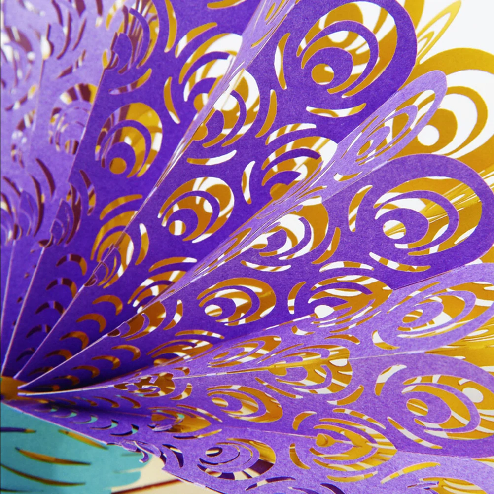3D Animals Peacock Greeting Card Handmade Paper Art Carving child Birthday gift | Канцтовары для офиса и дома