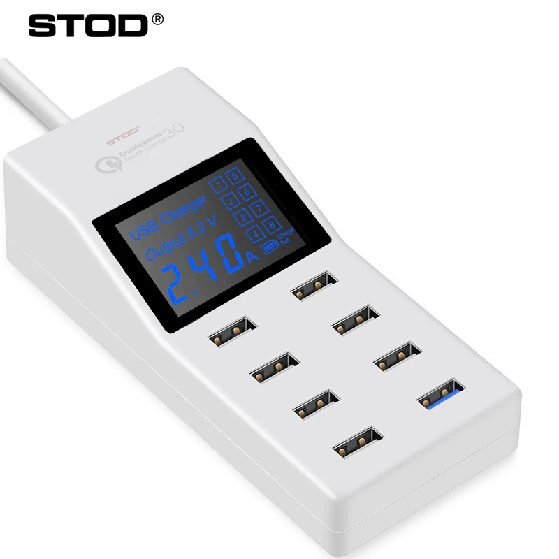 STOD многопортовое USB зарядное устройство 40 Вт Светодиодный дисплей Быстрая