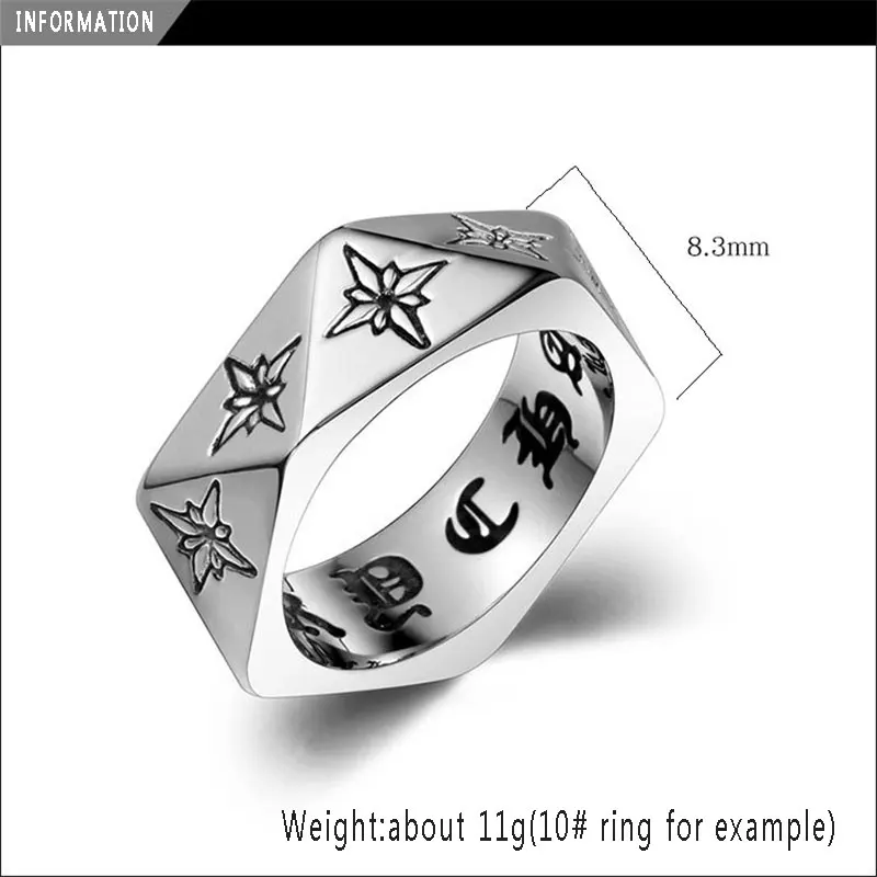 Ataullah Gothic Pentagon Ring Male Domineering Exaggeration Titanium Steel Punk Rock Finger Jewelry for man RW035 | Украшения и