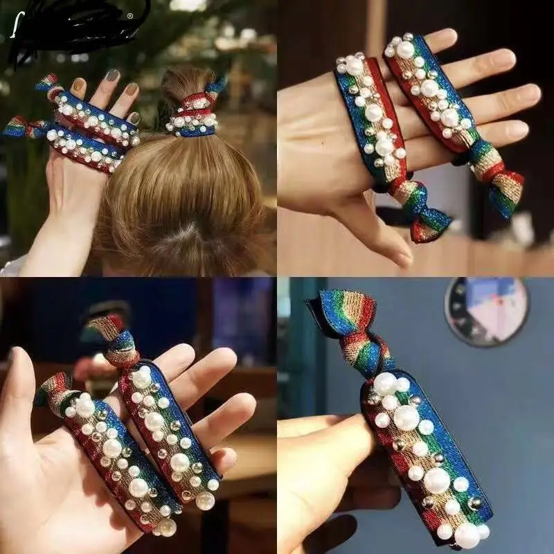 Korean Women Elastic Hair Rope Leopard Pearl Elastics for Ladies Stretchy Rainbow Hair Band Hair Holder Hair Accessories
Korean Women Elastic Hair Rope Leopard Pearl Elastics for Ladies Stretchy Rainbow Hair Band Hair Holder Hair Accessories