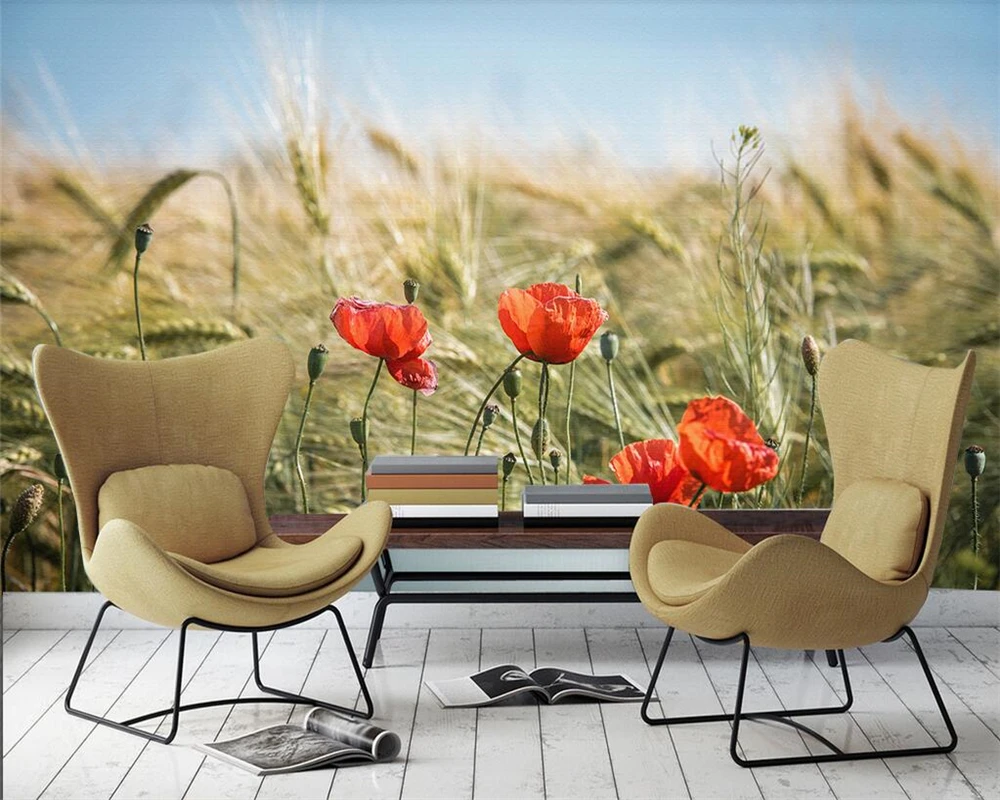 Beibehang Custom wallpaper fresh oil painting hand-painted poppies wheat TV background wall living room bedroom 3d wallpaper
Beibehang Custom wallpaper fresh oil painting hand-painted poppies wheat TV background wall living room bedroom 3d wallpaper
