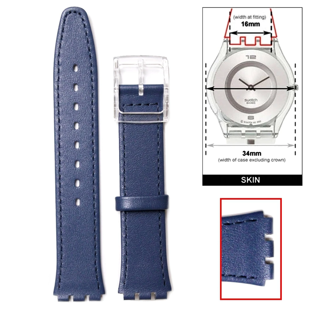 16mm Genuine Leather Replacement Blue Watch Band fits S w a t c h Skin WB1068G16GB Red White Brown
16mm Genuine Leather Replacement Blue Watch Band fits S w a t c h Skin WB1068G16GB Red White Brown