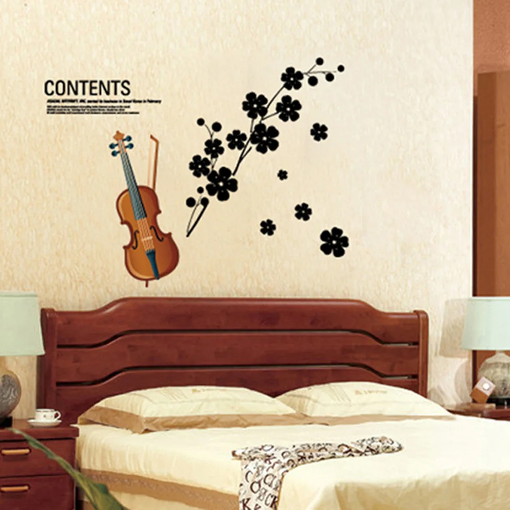 Настенные наклейки для гостиной спальни фона дивана музыкальная скрипка можно