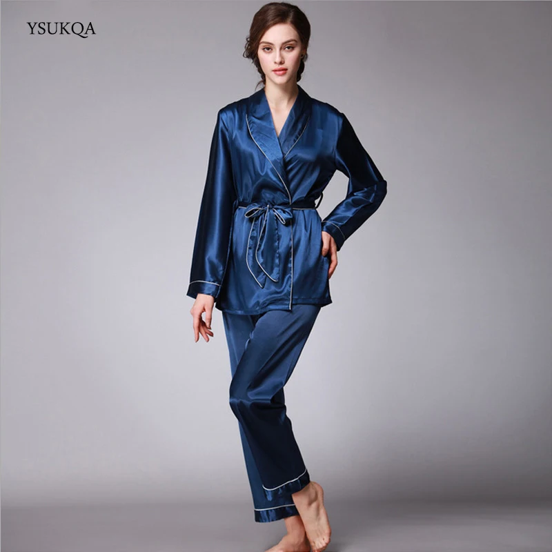 YSUKQA Brand 2PCS Faux Silk Nightgown Set Shirt + Trousers Satin Pajamas Set Long Pants Sleepwear Set Loose Home Clothing
YSUKQA Brand 2PCS Faux Silk Nightgown Set Shirt + Trousers Satin Pajamas Set Long Pants Sleepwear Set Loose Home Clothing
