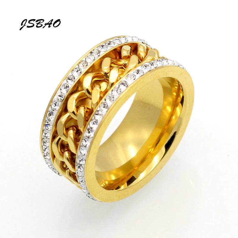 JSBAO Top Quality Gold Colour Stainless Steel Chain Crystal Rings For Women Party Ring Fashion Jewelry
JSBAO Top Quality Gold Colour Stainless Steel Chain Crystal Rings For Women Party Ring Fashion Jewelry
