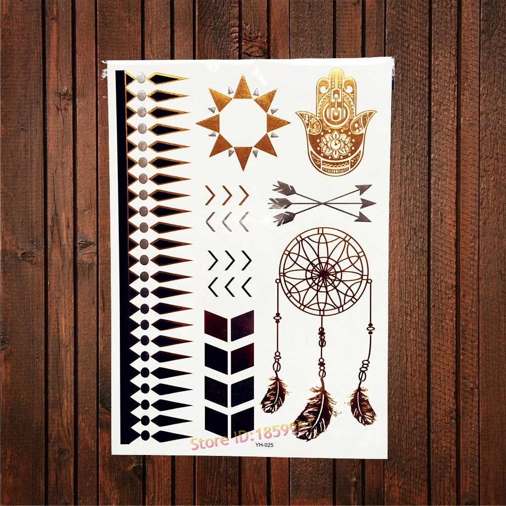 1PC Gold Flash Hamsa Temporary Removable Health Tattoo Nontoxic Fake Metallic Waterproof Tattoo Dreamcatcher Henna Tatoo AYH-025
1PC Gold Flash Hamsa Temporary Removable Health Tattoo Nontoxic Fake Metallic Waterproof Tattoo Dreamcatcher Henna Tatoo AYH-025