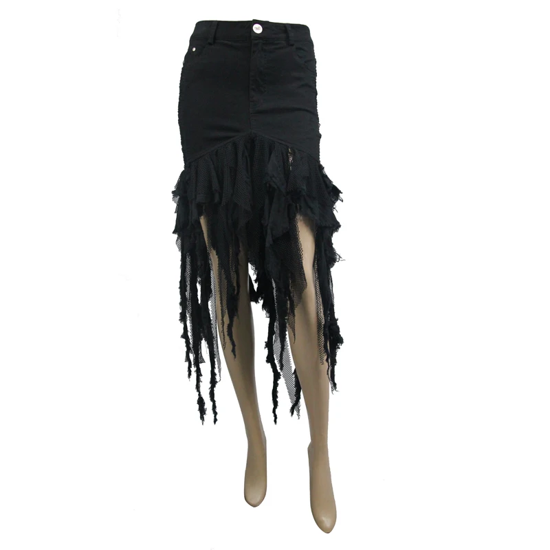 New Fashion Punk Irregular Skirts For Women Ripped Denim Skirts Black High Waist Tulle Skirts Size XS-3XL
New Fashion Punk Irregular Skirts For Women Ripped Denim Skirts Black High Waist Tulle Skirts Size XS-3XL