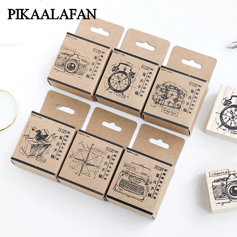 PIKAALAFAN Винтаж компасы подарок коробки камера дерево альбом для штампов DIY