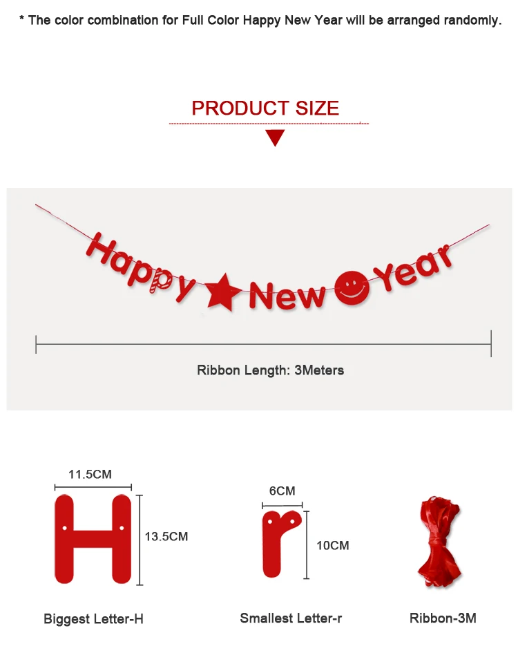 3M Red Happy New Year Letter Banner Paper Flag Garland DIY Christmas New Year Decoration Festive Party Merry Christmas Supplies
3M Red Happy New Year Letter Banner Paper Flag Garland DIY Christmas New Year Decoration Festive Party Merry Christmas Supplies