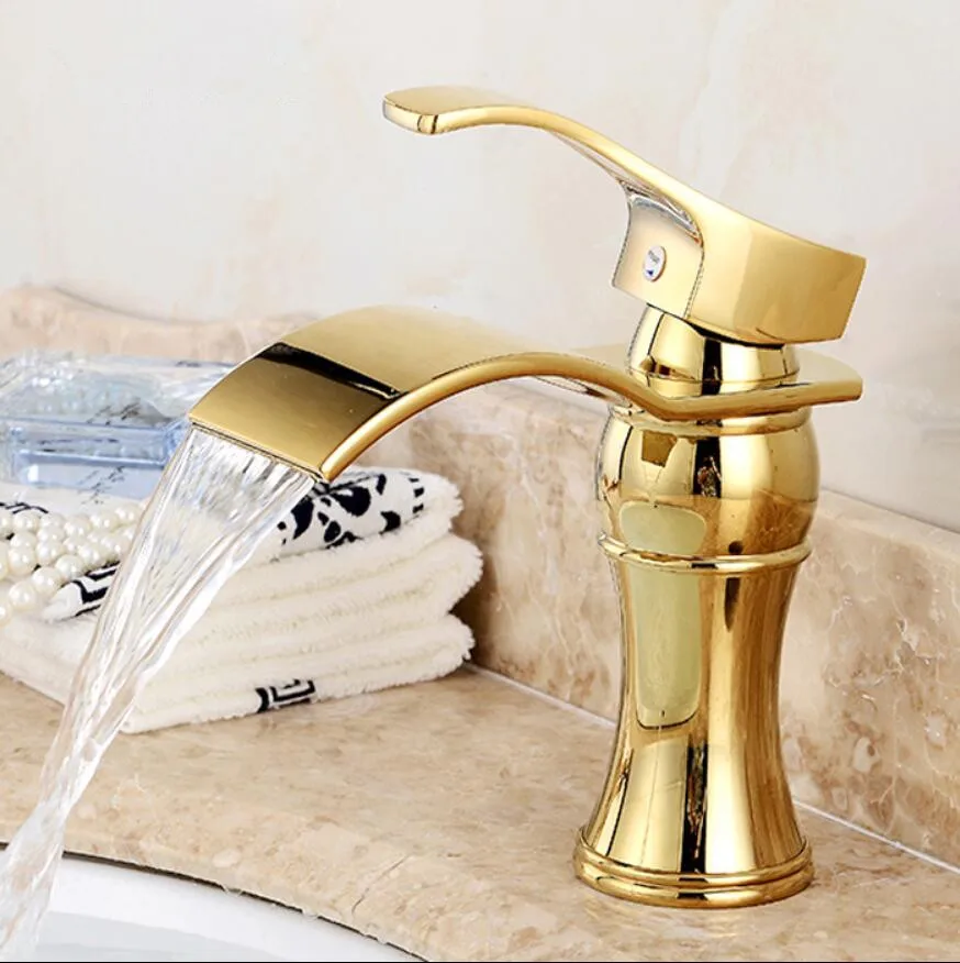 Бесплатная доставка хромированный/золотой кран с водопадом латунный для ванной