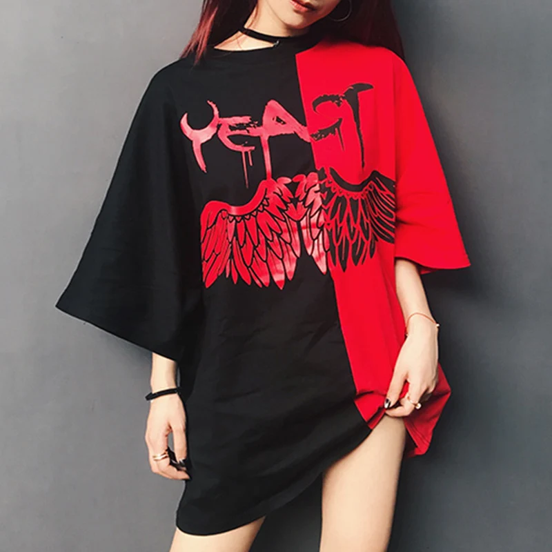 Brand Fashion 17ss Angel and Devil Wings T-shirt Unisex Black Short Sleeved Shirts Red Devil Baggy Fashion Hip Hop Tops
Brand Fashion 17ss Angel and Devil Wings T-shirt Unisex Black Short Sleeved Shirts Red Devil Baggy Fashion Hip Hop Tops