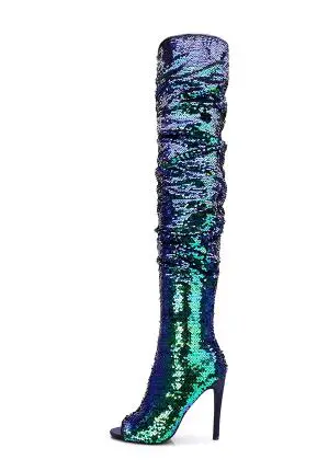 New Style Women Bling Bling Peep Toe Over The Knee Boots Gold Silver Solid Color Side Zipper High Thin Heel Party Long Boots
New Style Women Bling Bling Peep Toe Over The Knee Boots Gold Silver Solid Color Side Zipper High Thin Heel Party Long Boots