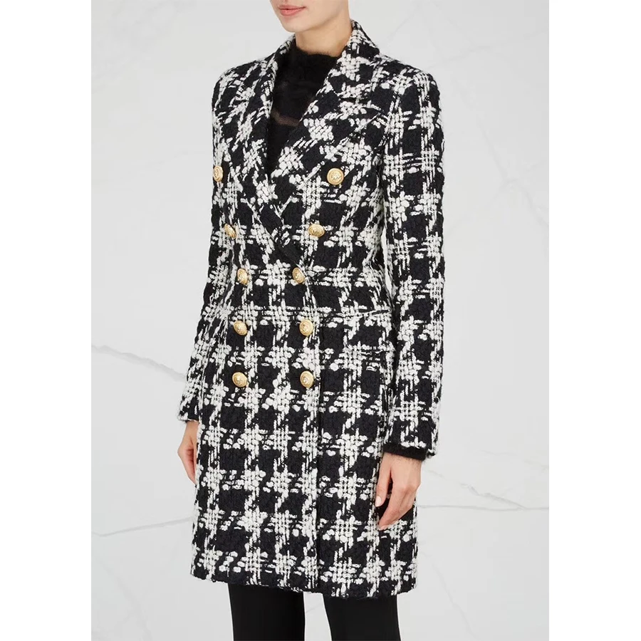 EXCELLENT QUALITY 2020 Stylish Designer Blazer Coat for Women Double Breasted Lion Buttons Tweed Houndstooth Wool Coat
EXCELLENT QUALITY 2020 Stylish Designer Blazer Coat for Women Double Breasted Lion Buttons Tweed Houndstooth Wool Coat