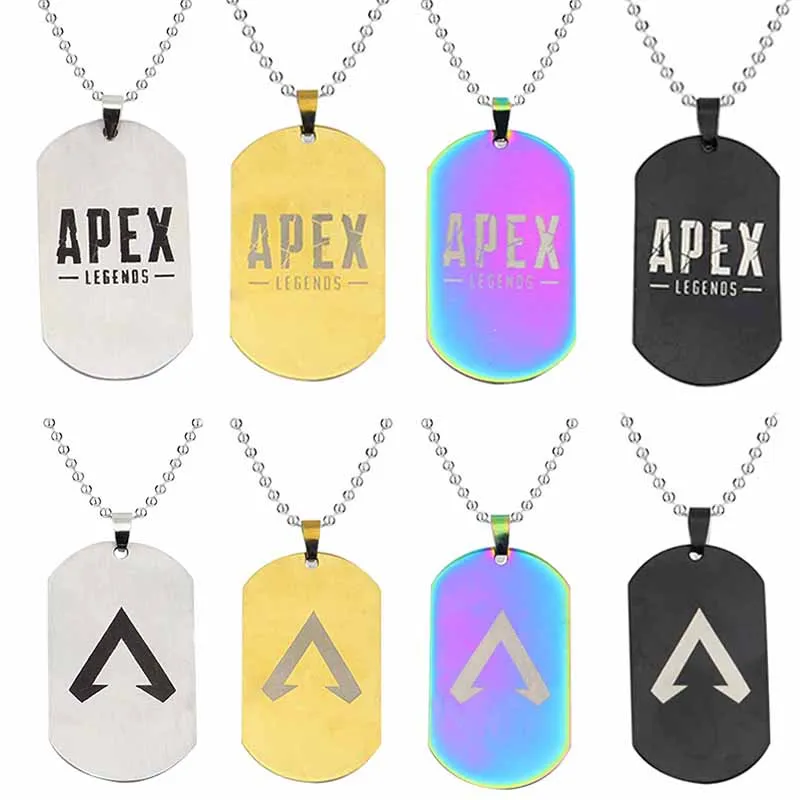 

Hot FPS Game Apex Legends Necklace Fashion Stainless Steel Dog Tag Shape Logo Engraved Pendant Necklaces Gift Souvenirs Jewelry