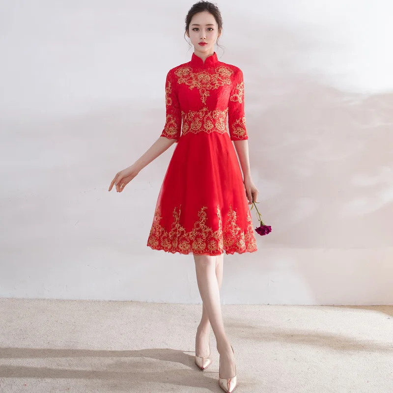 Oriental Style Dresses Modren Cheongsam Red Qipao Woman Long Traditional Chinese Fashion Dress Vestido Chino Chinees Jurkje
Oriental Style Dresses Modren Cheongsam Red Qipao Woman Long Traditional Chinese Fashion Dress Vestido Chino Chinees Jurkje