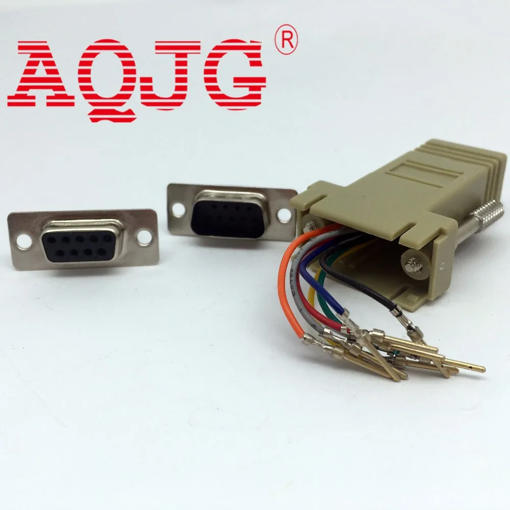 100 шт. DB9 9-контактный последовательный RS232 штекер к RJ45 8C мужской/женский Модульный