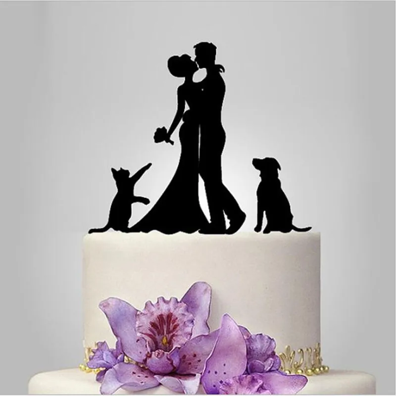 Rustic Wedding Cake Topper Silhouette Dog Personalized Bride and Groom Wedding Cake Design Wedding Party Decoration
Rustic Wedding Cake Topper Silhouette Dog Personalized Bride and Groom Wedding Cake Design Wedding Party Decoration
