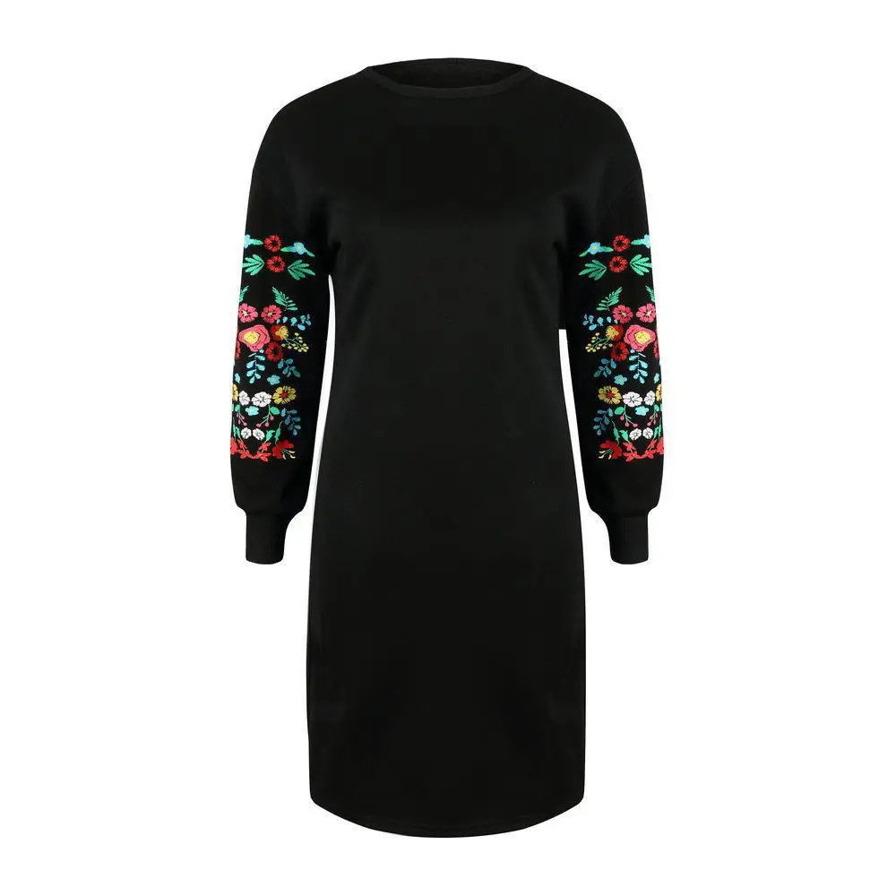 Winter Women O Neck Flower Decoration Long Sleeve Mini Sweatshirt Dress Fashion Autumn Female Clothes Casual Black Dress Femme
Winter Women O Neck Flower Decoration Long Sleeve Mini Sweatshirt Dress Fashion Autumn Female Clothes Casual Black Dress Femme