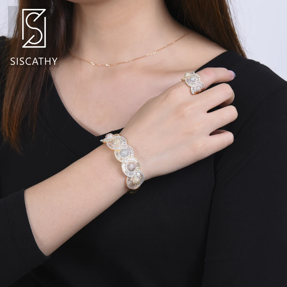 SISCATHY Trendy Dubai Nigerian Wedding Jewelry Sets For Women Trendy 3Tone Cubic Zirconia Inlaid Bracelets/Ring Jewelry Sets
SISCATHY Trendy Dubai Nigerian Wedding Jewelry Sets For Women Trendy 3Tone Cubic Zirconia Inlaid Bracelets/Ring Jewelry Sets