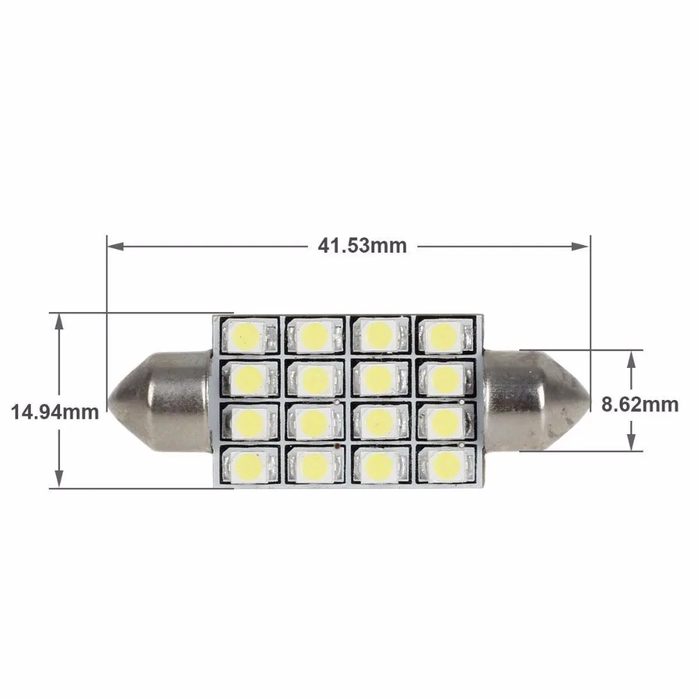 6000K White 41mm 42mm Festoon16-3528-SMD LED Bulbs for Lights Dome Map Trunk Cargo Area Lights 570 578 6413 12V Lamps 
6000K White 41mm 42mm Festoon16-3528-SMD LED Bulbs for Lights Dome Map Trunk Cargo Area Lights 570 578 6413 12V Lamps