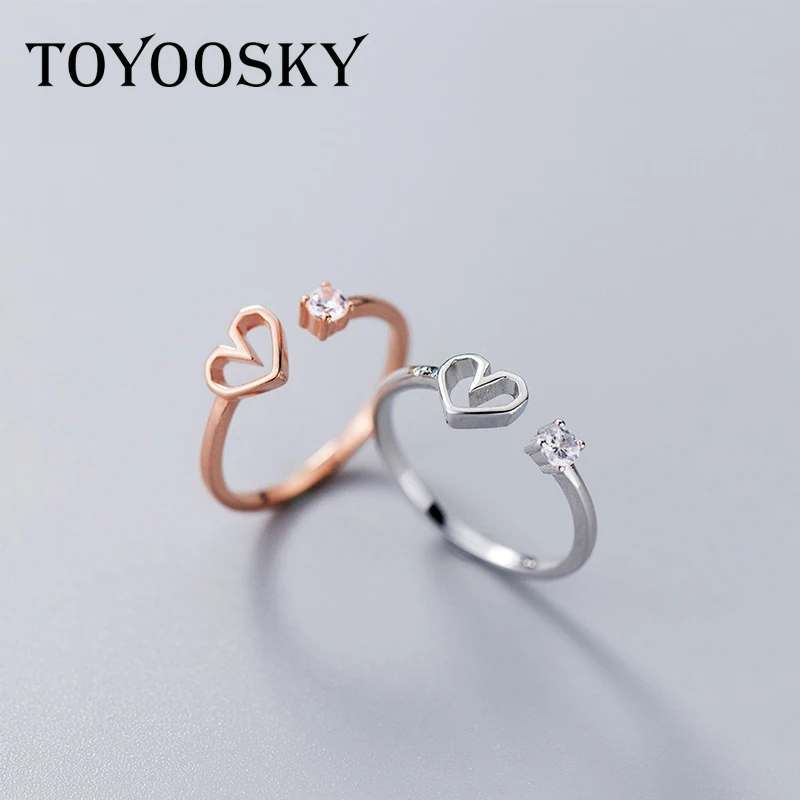 TOYOOSKY 925 Sterling Silver Love Heart Ring Female Crystal Hollow Shape Opening Ring Sweet Cute Ring Jewelry Gift
TOYOOSKY 925 Sterling Silver Love Heart Ring Female Crystal Hollow Shape Opening Ring Sweet Cute Ring Jewelry Gift