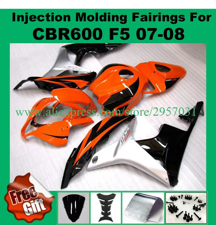 Free screws+gifts Injection mold Fairing kit for HONDA CBR600RR F5 07 08 Orange Silver D325 CBR 600RR 2007 2008 CBR600 Fairings 
Free screws+gifts Injection mold Fairing kit for HONDA CBR600RR F5 07 08 Orange Silver D325 CBR 600RR 2007 2008 CBR600 Fairings