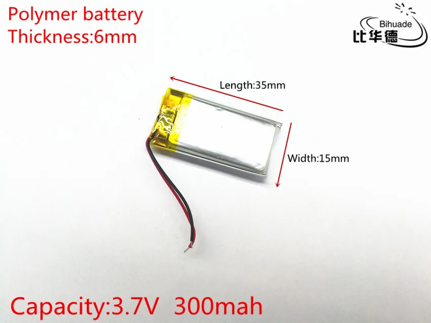 Free shipping 1pcs/lot 601535 Rechargeable Lithium Li ion Polymer 3.7V 300mAh Battery For Bluetooth Headset
Free shipping 1pcs/lot 601535 Rechargeable Lithium Li ion Polymer 3.7V 300mAh Battery For Bluetooth Headset