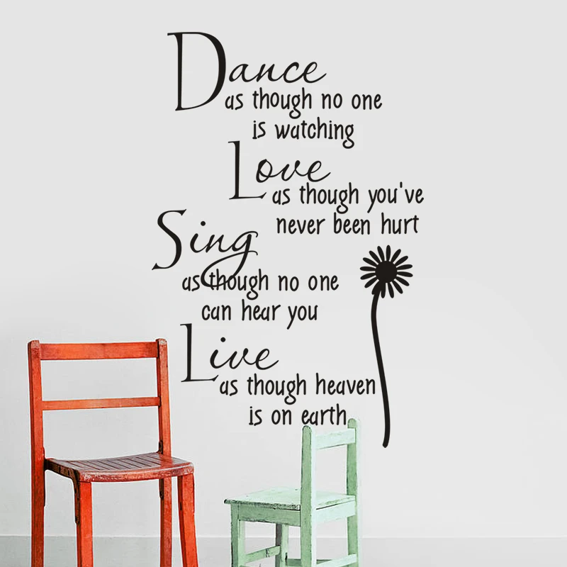 Dance Love Sing Live Inspirational Quotes Wall Decal Stickers Office Bedroom Home Decoration Peel And Stick Pvc Wall Mural Art
Dance Love Sing Live Inspirational Quotes Wall Decal Stickers Office Bedroom Home Decoration Peel And Stick Pvc Wall Mural Art