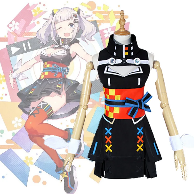 Наряд для костюмированной вечеринки YouTuber Kizuna AI Kaguya Luna черный комплект с платьем и