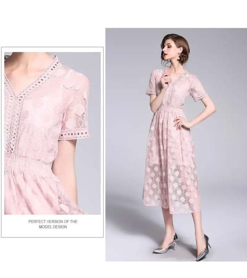 2018 summer new ladies elegant dress women v-neck embroidered slim lace chiffon dress pink Free Shipping
2018 summer new ladies elegant dress women v-neck embroidered slim lace chiffon dress pink Free Shipping