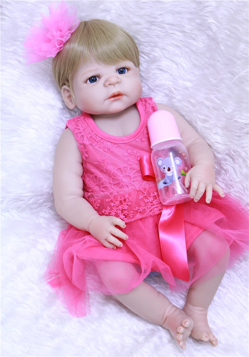 Очаровательная силиконовая кукла для новорожденных с голубыми глазами Bonecas baby