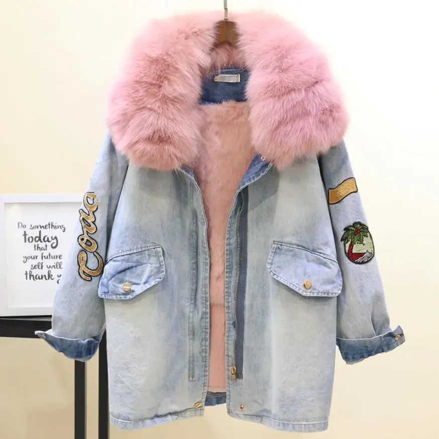 Winter New Women Warm Coat Real Fox Fur Collar+Natural Rabbit Hair Liner Denim Jacket Drawstring Slim Jean Cotton Outwear L1786
Winter New Women Warm Coat Real Fox Fur Collar+Natural Rabbit Hair Liner Denim Jacket Drawstring Slim Jean Cotton Outwear L1786