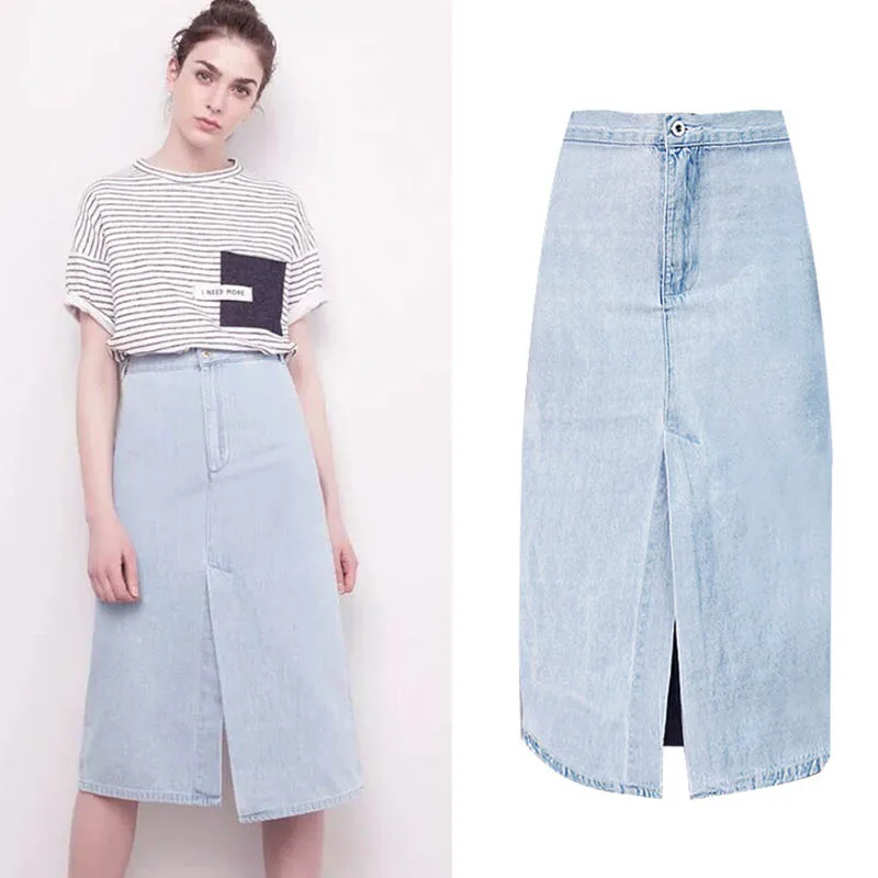 European and American Style Women Denim A-line Casual Skirt Split 100% Cotton Slim High Waist 40 42
European and American Style Women Denim A-line Casual Skirt Split 100% Cotton Slim High Waist 40 42