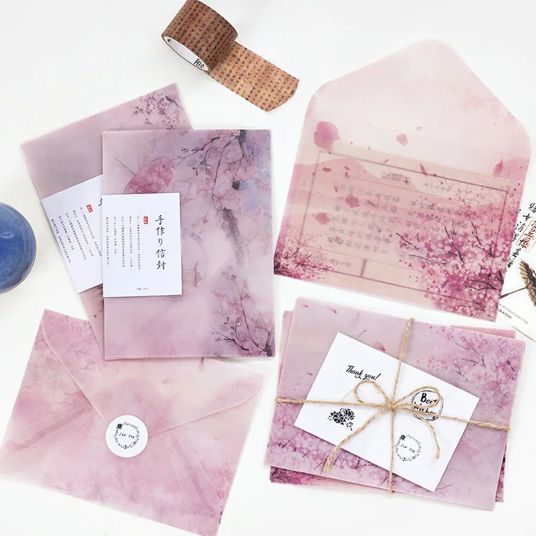 3 pieces/batch of 15*10cm Climemo brand envelope, cherry blossom cover, green cover, pink green Sobres paper jam
3 pieces/batch of 15*10cm Climemo brand envelope, cherry blossom cover, green cover, pink green Sobres paper jam