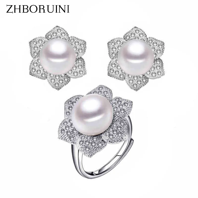 ZHBORUINI Fashion Pearl Jewelry Sets Flower Natural Freshwater Pearl Ring Earrings 925 Sterling Silver Jewelry Set For Women
ZHBORUINI Fashion Pearl Jewelry Sets Flower Natural Freshwater Pearl Ring Earrings 925 Sterling Silver Jewelry Set For Women