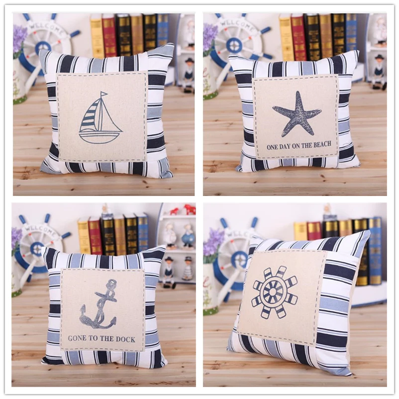 Capa De Almofada Linen/cotton Mediterranean Furnishing Navy Ship's Anchor Pillow Case Strip Starfish Sailing Cushion Nautical
Capa De Almofada Linen/cotton Mediterranean Furnishing Navy Ship's Anchor Pillow Case Strip Starfish Sailing Cushion Nautical