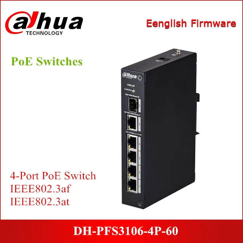 Dahua 4 порта PoE переключатели двухслойный промышленный коммутатор Поддержка IEEE802.3af