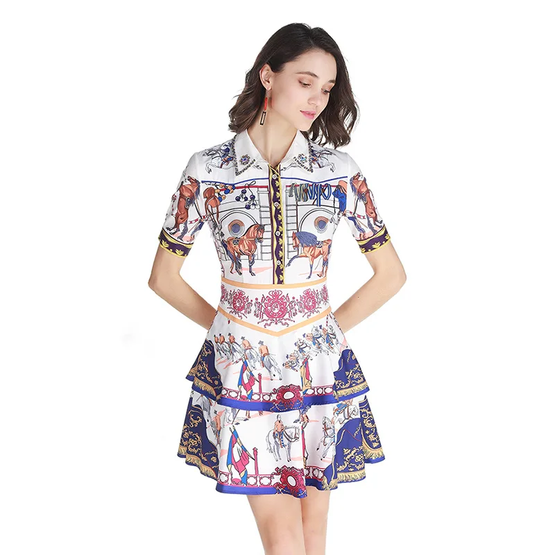 High Quality Spring Summer Women's Dress New Designer Fresh Sweet Sequin Cartoon Print Doll Collar Big Swing Cake Ladies Dresses
High Quality Spring Summer Women's Dress New Designer Fresh Sweet Sequin Cartoon Print Doll Collar Big Swing Cake Ladies Dresses