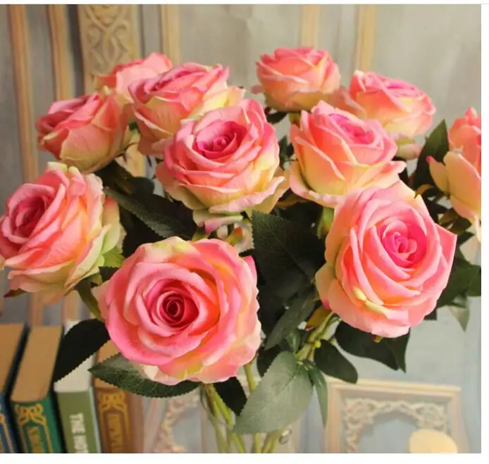 20 штук один 51 см роза Шелковый цветок байки розовый шелк Искусственные цветы