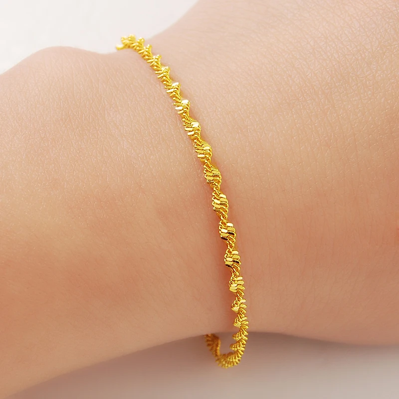 promotion sale Pure Gold Color 2mm water wave chain bracelet, Wholesale Fashion Original Gold Plated women's Jewelry Bracelet
promotion sale Pure Gold Color 2mm water wave chain bracelet, Wholesale Fashion Original Gold Plated women's Jewelry Bracelet