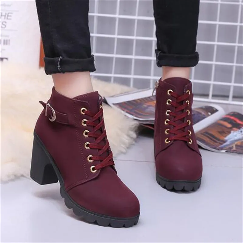 High quality woman boots fashion thick heel motorcycle female black Martin boots shoes zapatos mujer ankle platform punk
High quality woman boots fashion thick heel motorcycle female black Martin boots shoes zapatos mujer ankle platform punk