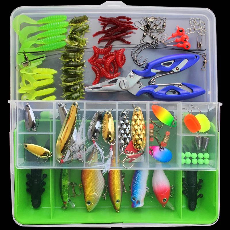 101PCS Fishing Lures Hooks Set In Box Fishing Lure Kit Soft Lure Minnow Popper Vib Plier Tackle Accessory Pesca B174
101PCS Fishing Lures Hooks Set In Box Fishing Lure Kit Soft Lure Minnow Popper Vib Plier Tackle Accessory Pesca B174