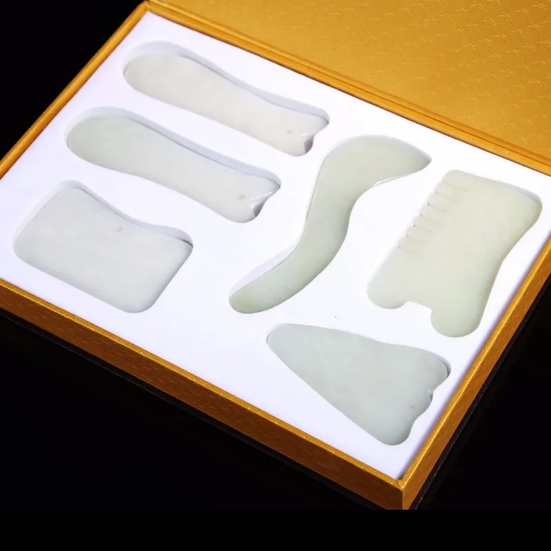 6 pcs Jade scraping plates set stovepipe facial acupuncture stone body massage use
6 pcs Jade scraping plates set stovepipe facial acupuncture stone body massage use