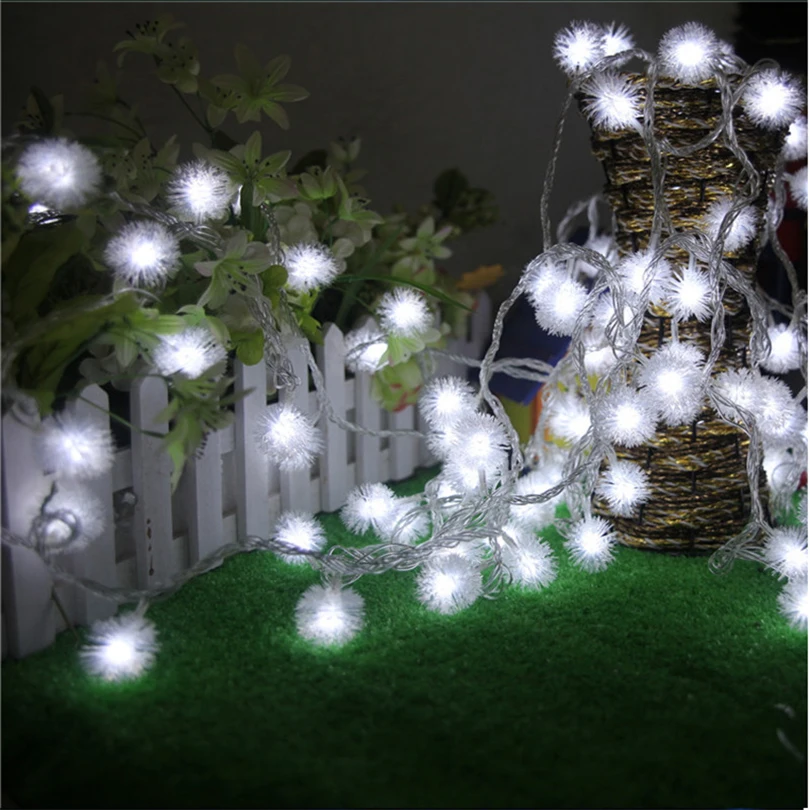 

10M 100led Furry Ball Edelweiss 8 mode String Light AC220V colorful indoor/outdoor Ramadan Festival party Decoration Garland