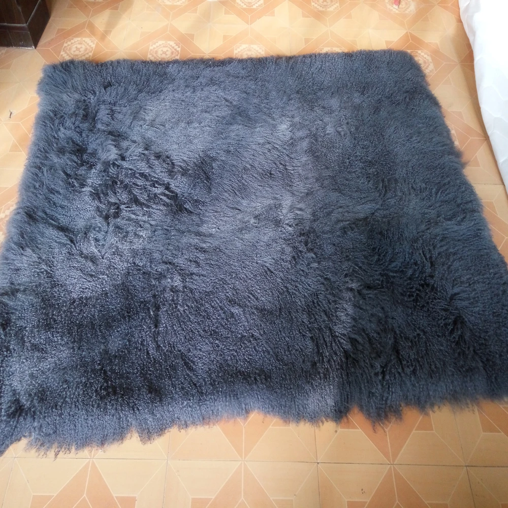 

Gray Mongolian Fur Blanket Sofa Tibetan Lamb Fur Rug Home Decor Real Sheepskin Rugs And Carpets For Living Room Carpet